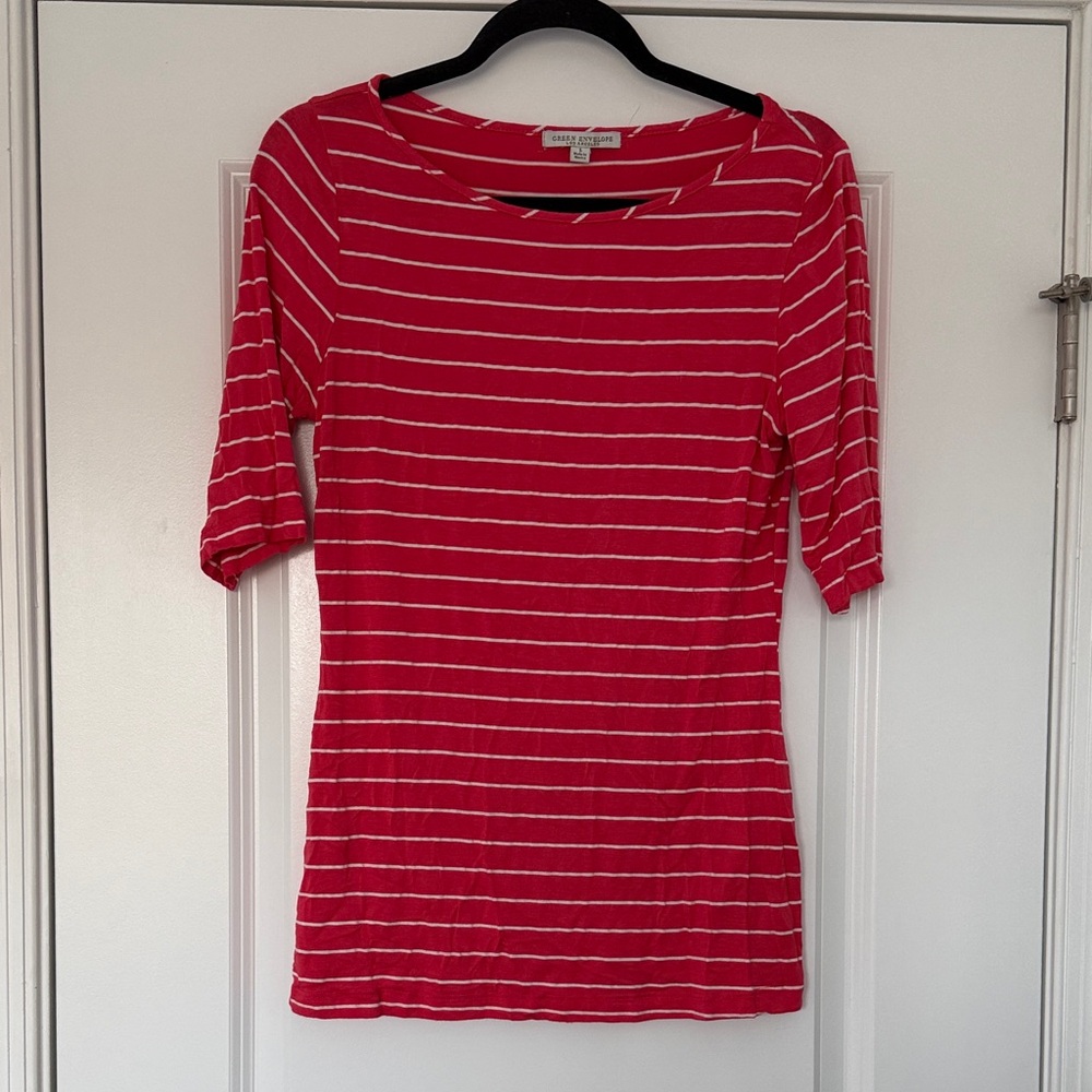 Pink and White Striped Top